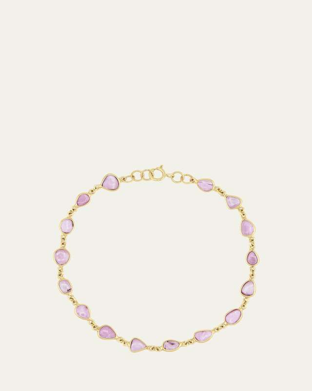 14K Pink Sapphire Bezel Tennis Chain Bracelet